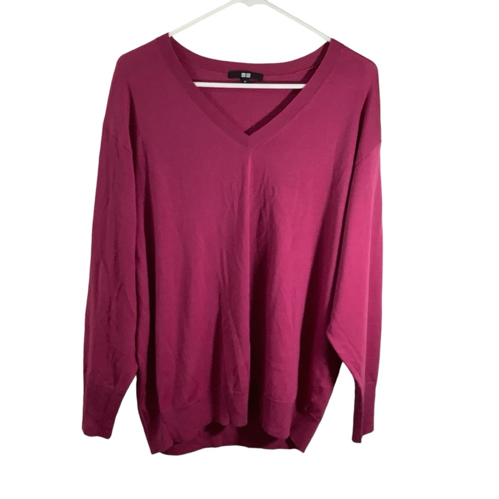 Uniqlo 100% Wool Long Sleeve Sweater V-Neck - Picture 1 of 7